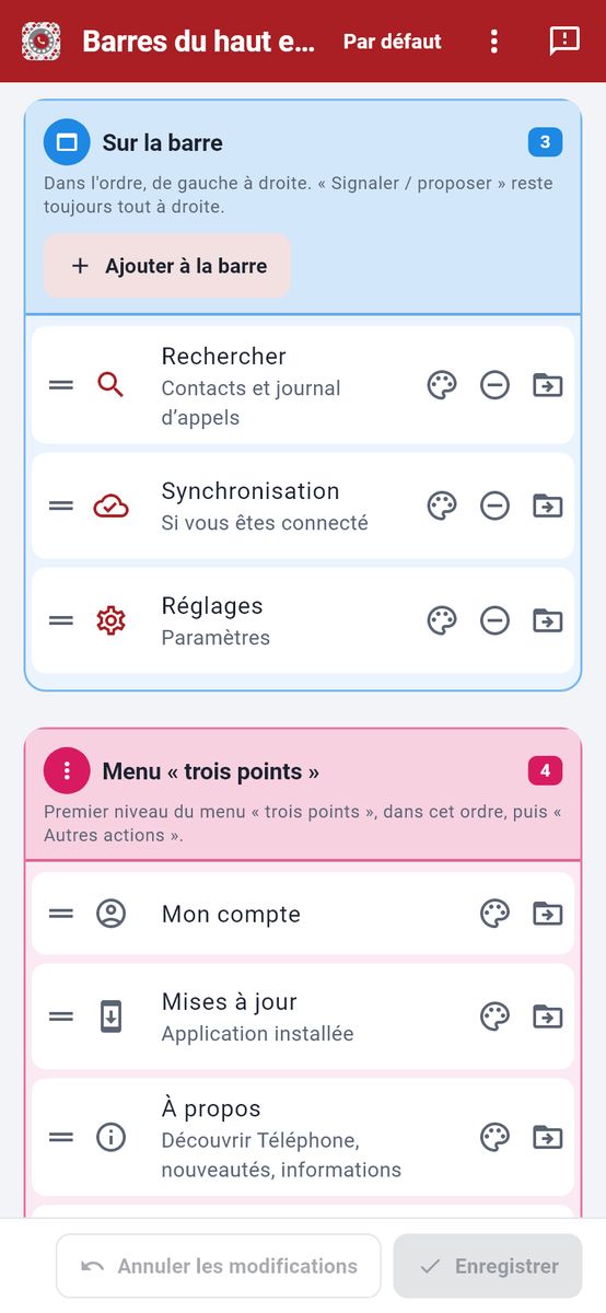 Les barres à votre goût — capture de l’application
