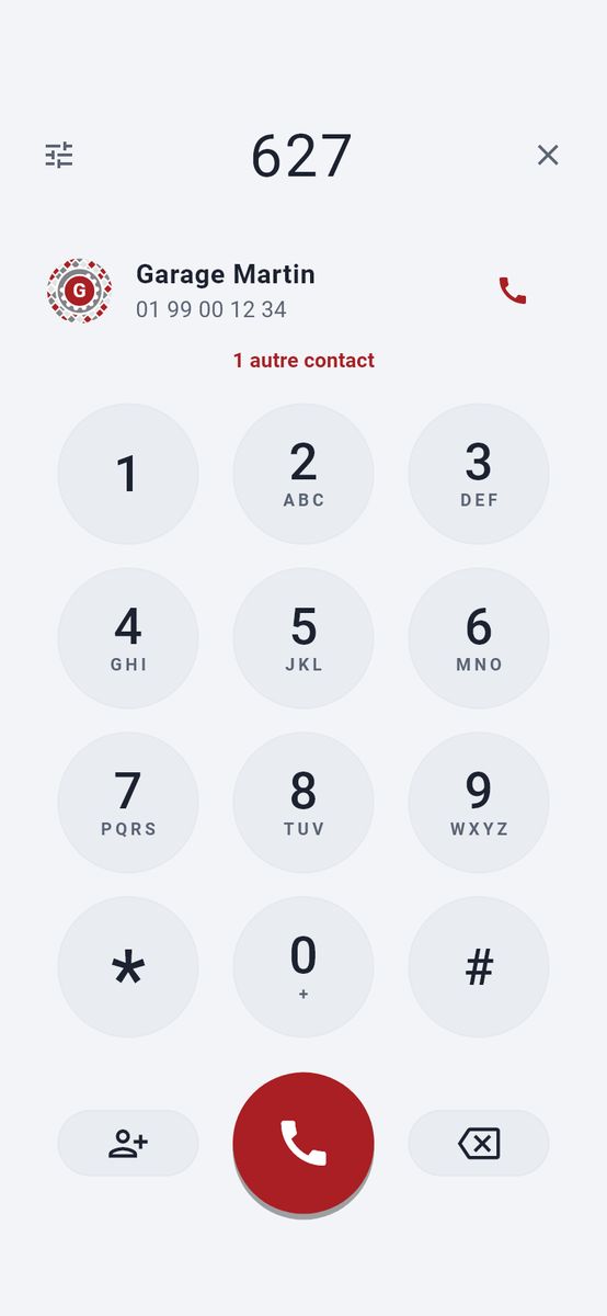 Le clavier qui trouve vos contacts — capture de l’application