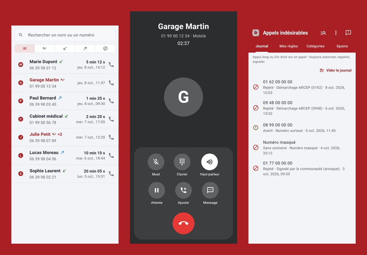 Bienvenue dans Téléphone — capture de l’application