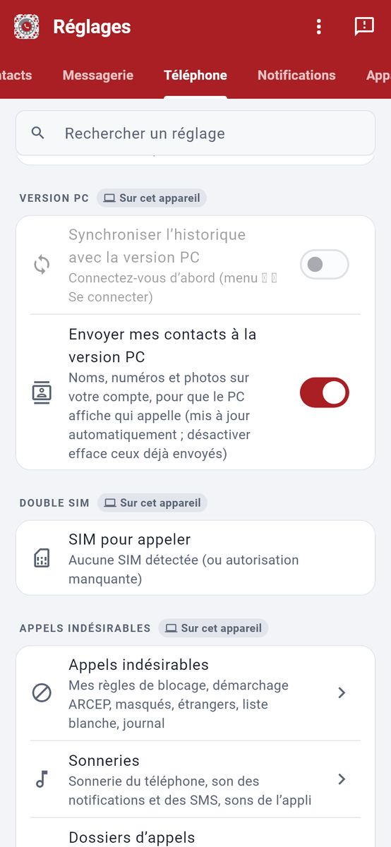 Votre téléphone sur le PC — capture de l’application