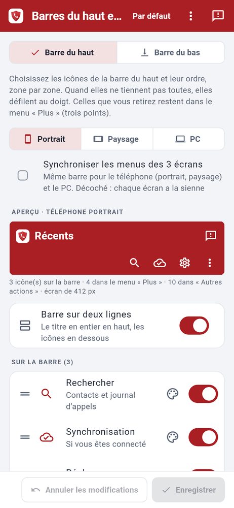 Barres à votre goût — capture de l’application