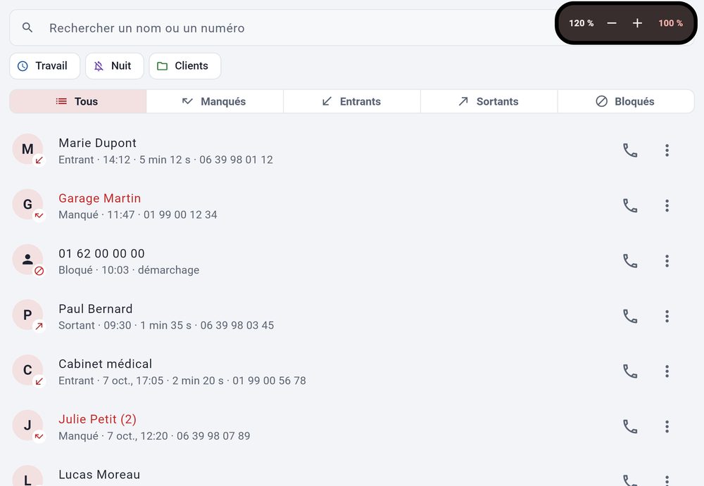Version PC — capture de l’application